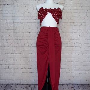 Ruched Bodycon MIdi Maxi Skirt